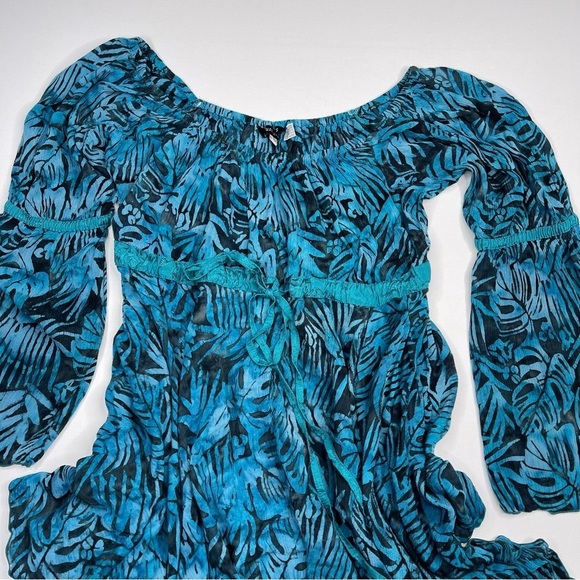 Lotus Traders Dress Batik Asymmetrical Babydoll Fairy Whimsigoth Black Blue OS - Picture 3 of 12